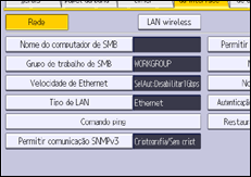 Ilustração da tela do painel de operação