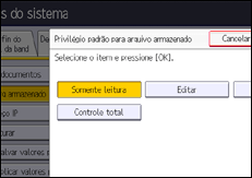 Ilustração da tela do painel de operação