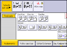 Ilustração da tela do painel de operação