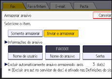 Ilustração da tela do painel de operação