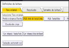 Ilustração da tela do painel de operação