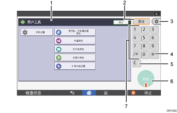 已编号的操作面板屏幕插图