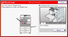 Illustration af display på betjeningspanelet