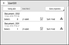 Illustration af display på betjeningspanelet