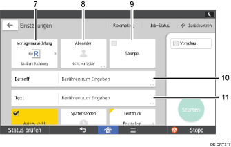 Nummerierte Abbildung Bedienfeld-Display