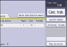 Ilustración de la pantalla panel de mandos
