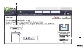 Ilustración con llamadas numeradas de la pantalla del panel de mandos