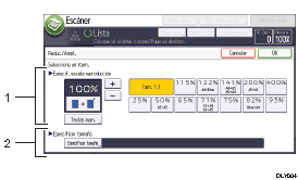 Ilustración con llamadas numeradas de la pantalla del panel de mandos