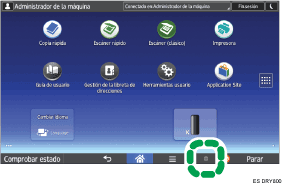 Ilustración de la pantalla panel de mandos