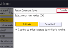 Ilustración de la pantalla panel de mandos