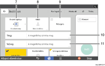 Kezelőpanel képernyőjének számozott jelölésű illusztrálása