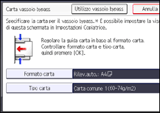 Illustrazione della schermata sul pannello di controllo