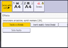 Illustrazione della schermata sul pannello di controllo