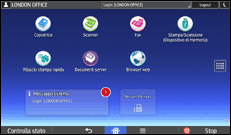 Illustrazione della schermata sul pannello di controllo
