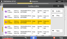 Illustrazione della schermata sul pannello di controllo
