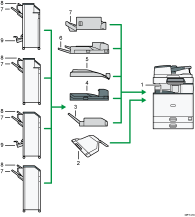 Illustrazione numerata vassoio di uscita