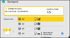 Illustrazione della schermata sul pannello di controllo