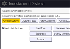 Illustrazione della schermata sul pannello di controllo