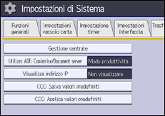 Illustrazione della schermata sul pannello di controllo