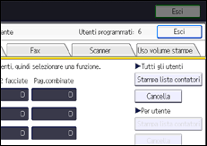 Illustrazione della schermata sul pannello di controllo