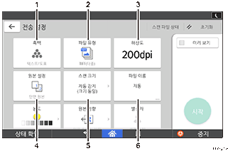 조작 패널 화면 그림(번호로 각 부분 표시)