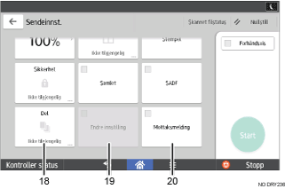 Illustrasjon av betjeningspanelet med nummererte bildetekster