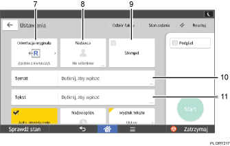 Ilustracja ekranu panela oznaczona numerowanymi odsyłaczami