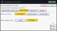 Ilustração do ecrã do painel de operação