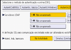 Ilustração do ecrã do painel de operação