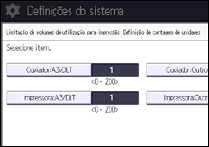 Ilustração do ecrã do painel de operação