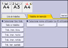Ilustração do ecrã do painel de operação