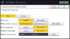 Ilustração do ecrã do painel de operação