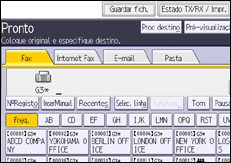 Ilustração do ecrã do painel de operação