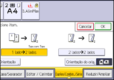 Ilustração do ecrã do painel de operação