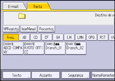 Ilustração do ecrã do painel de operação