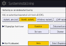 Bild av användarpanelens skärm