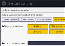 Bild av användarpanelens skärm