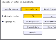 Bild av användarpanelens skärm