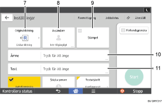 Bild av användarpanelen (numrerade detaljer)