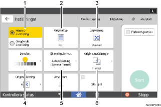 Bild av användarpanelen (numrerade detaljer)