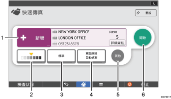 操作面板畫面說明圖編號標註說明圖