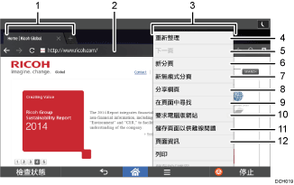 操作面板畫面說明圖編號標註說明圖