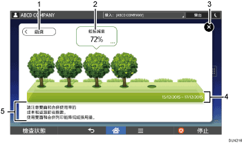 操作面板畫面說明圖編號標註說明圖