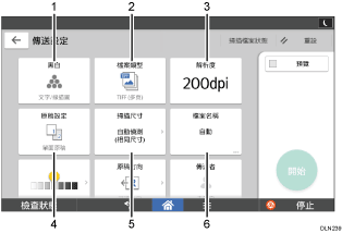 操作面板畫面說明圖編號標註說明圖