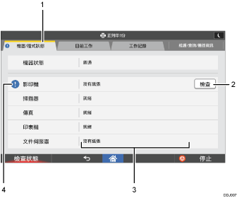 操作面板畫面編號標註說明圖