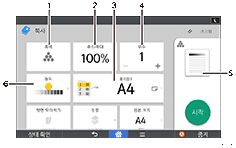 조작 패널 화면 그림(번호로 각 부분 표시)