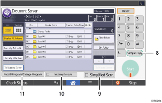 Operation panel screen illustration numbered callout illustration