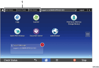 Operation panel screen illustration numbered callout illustration
