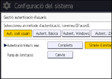 Il·lustració de pantalla del panell d'operacions