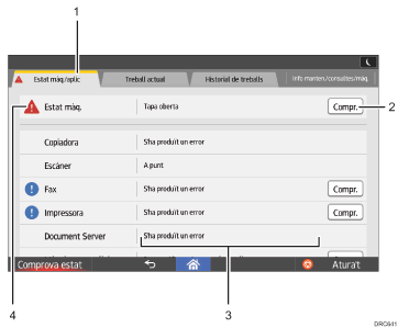 Il·lustració de crida numerada de la pantalla del panell d'operacions
